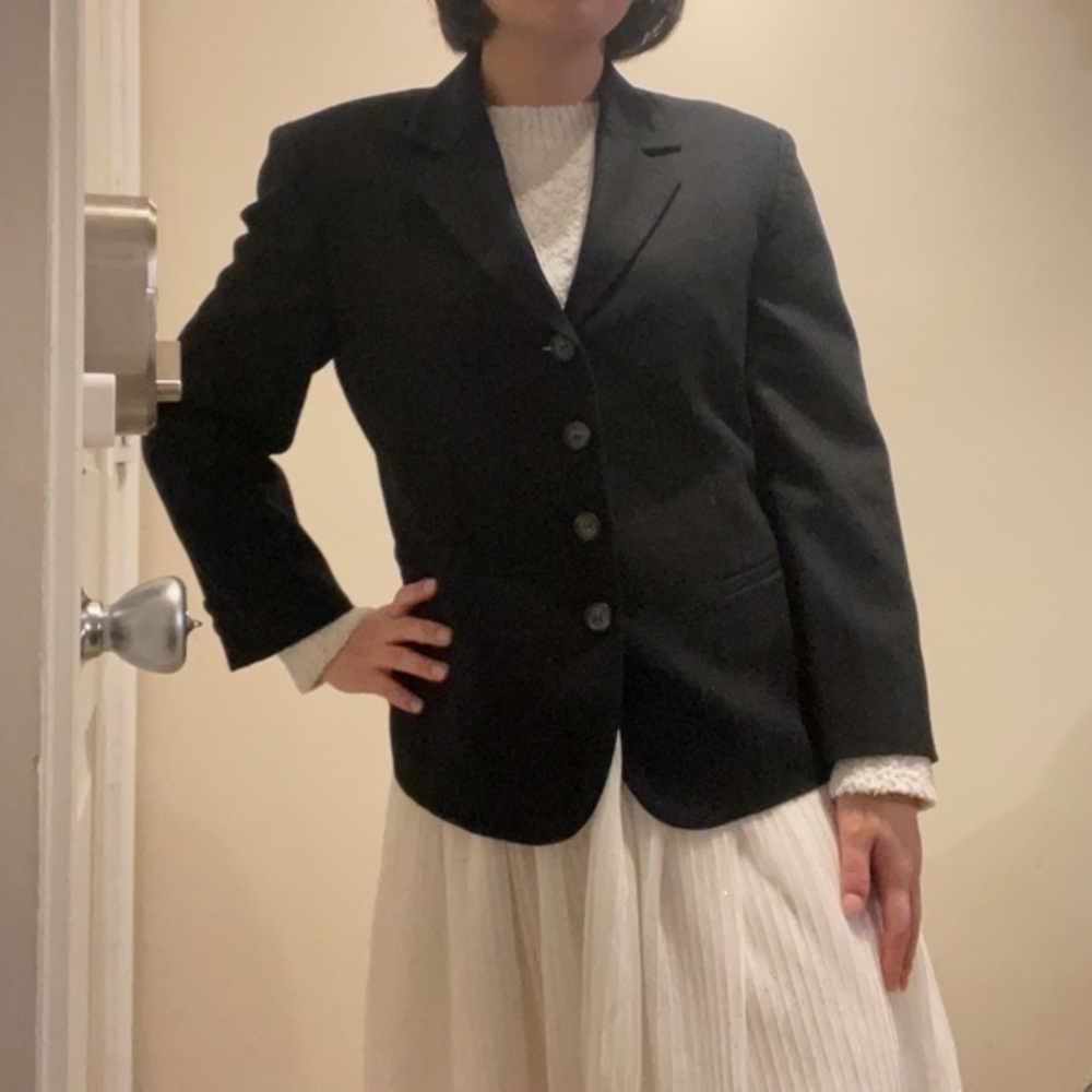 United Colors of Benettons Made in Italy Black 100% Wool Blazer Women 42 / US 6